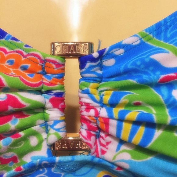 CHAPS Tankini Top Size 6 Vibrant Halter Swim - Picture 3 of 8